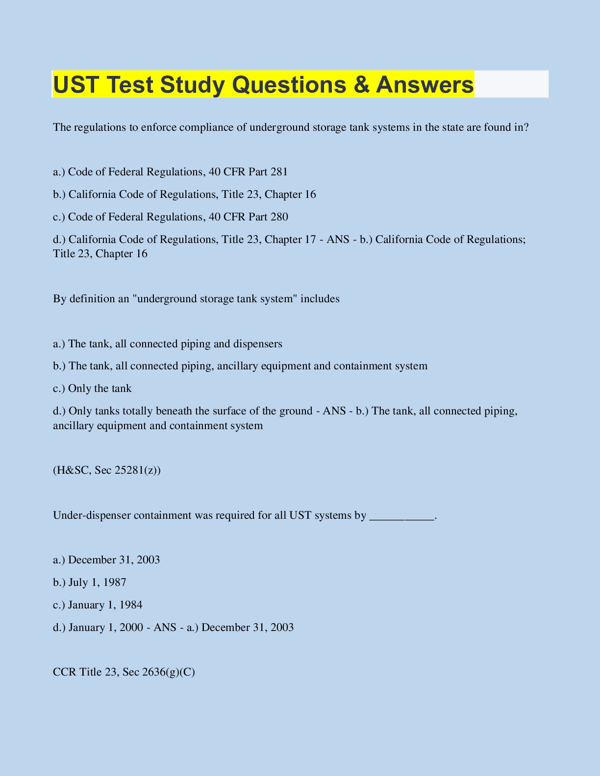 Preview image for UST Test Study Questions & Answers | 160  Questions with 100% Correct Answers | Verified | 59 Pages